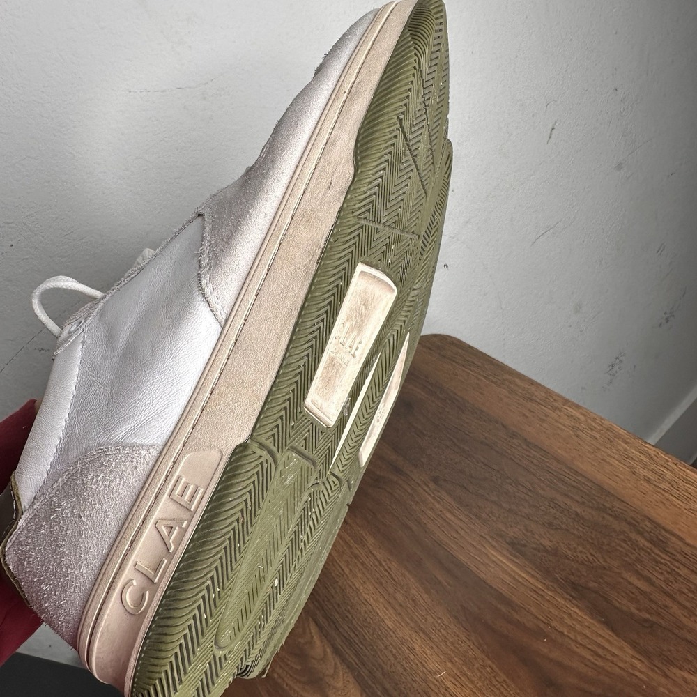 HTF CLAE Malone Men 10 Cream Leather & Smoke Comfrey Court Sneakers Classic - Picture 8 of 10